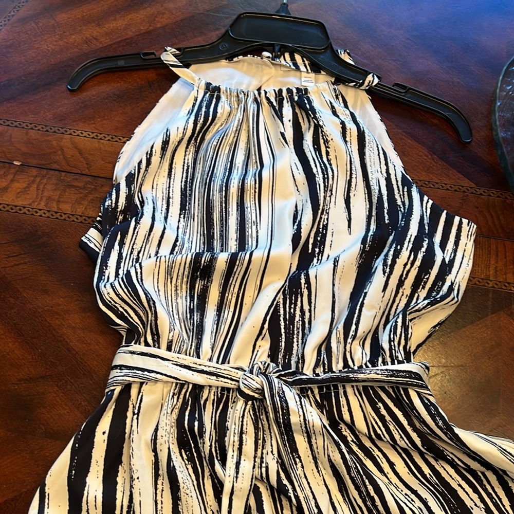 Black and White Striped Sleeveless jumpsuit